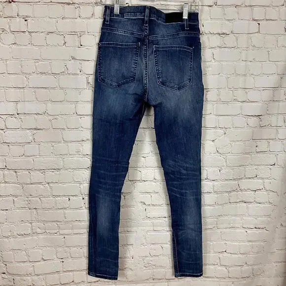 Express Women's Slim Fit Jeans Medium Dark Wash Size 4 Skinny High‎ Rise - Picture 3 of 6